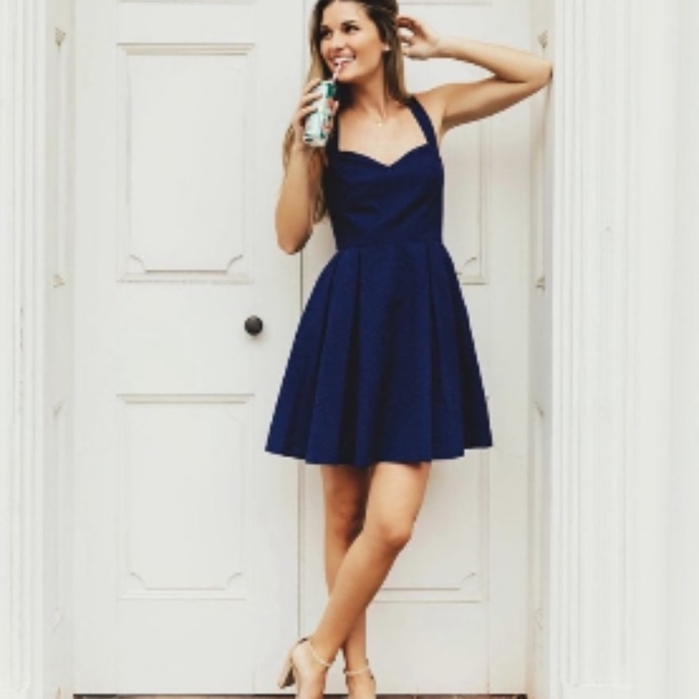 NWT lauren James navy dress bow